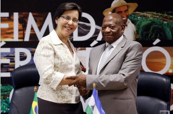 Ministros Tereza Campello (MDS, Brasil) e Molahlehi Tiisetso Letlotlo (Lesoto) se reúnem no Brasil, em 2015. Foto: MDS