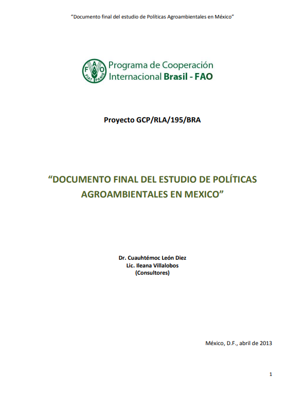 Estudio de Aplicación de Políticas Agroambientales en México