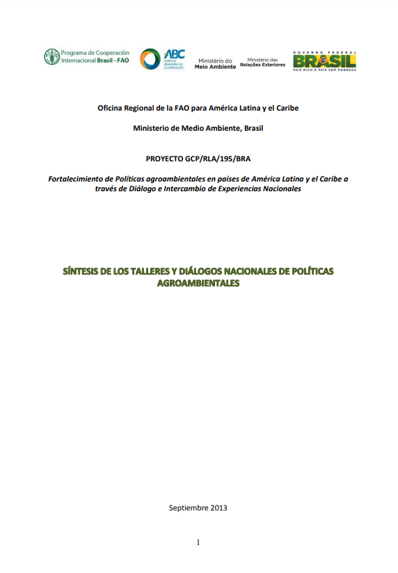 Síntesis de los talleres y diálogos nacionales de Políticas Agroambientales