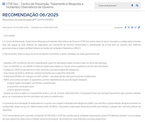 Recomendação 06/2025 - Clique para ler