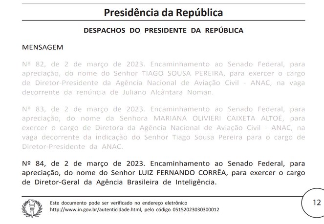 Diário Oficial da União - Mensagem Presidencial 84/2023