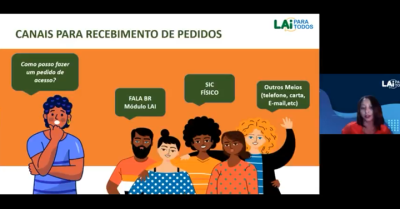 Explicações de Jessica Maciel, Larissa Andrade e Mariana Pereira, da CGPMAI/SNAI, para 130 empregados da Finep