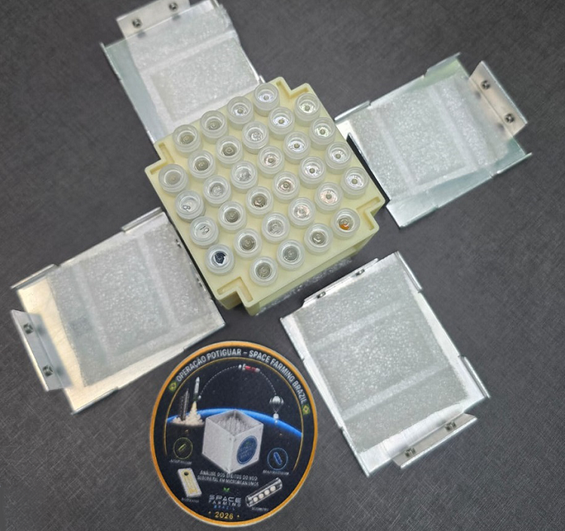 Cubesat aberto com as amostras preservadas. Foto: Maryangela Lima - Embrapa