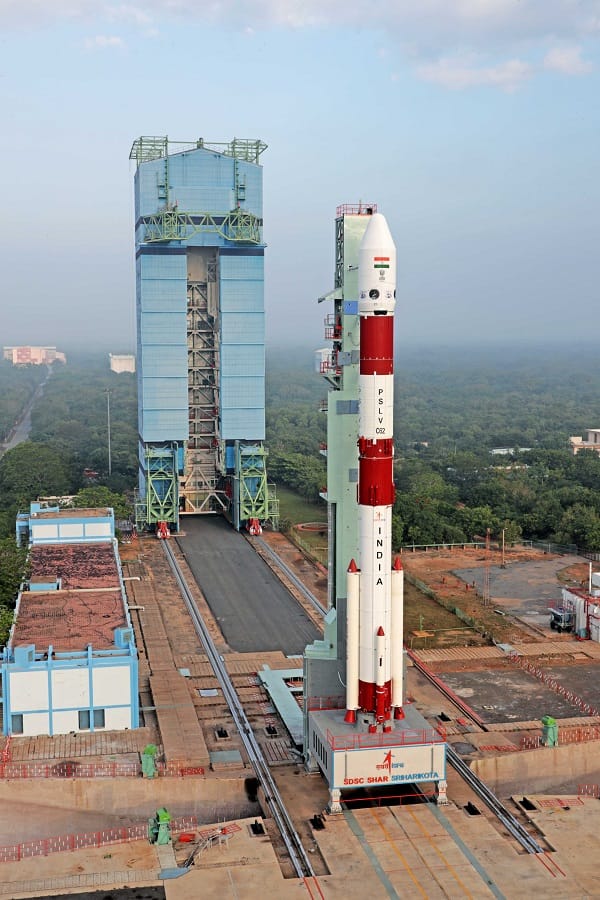 Foguete PSLV-C62 na base indiana Satish Dhawan Space Centre.