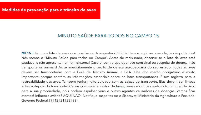 MT15- Medidas de prevencao transito aves