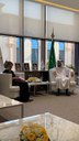 Ministra Tereza Cristina e o CEO da SFDA, Hisham bin Saad Al Jadhey, em Riade