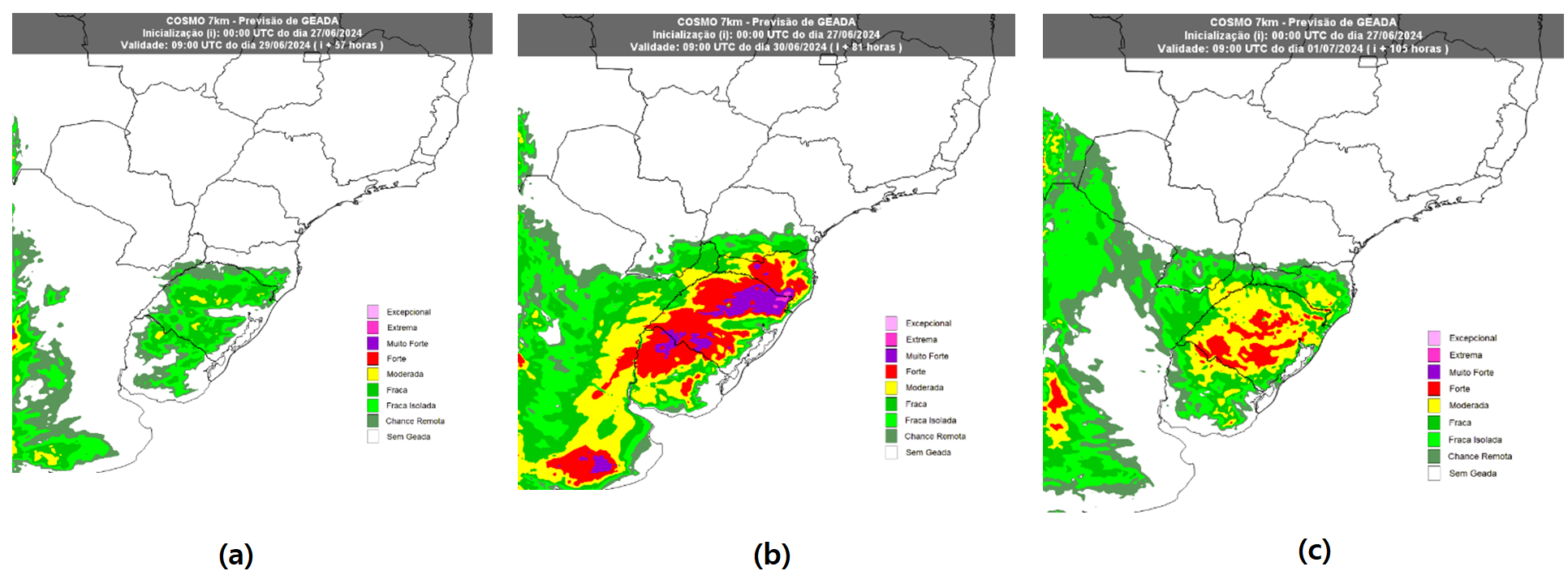 Geada deve ser ampla, com intensidade de moderada a muito forte