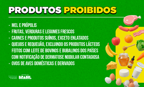 Mapa estabelece regulamento para a entrada no Brasil de produtos agropecuários transportados na bagagem de viajantes Produtos proibidos