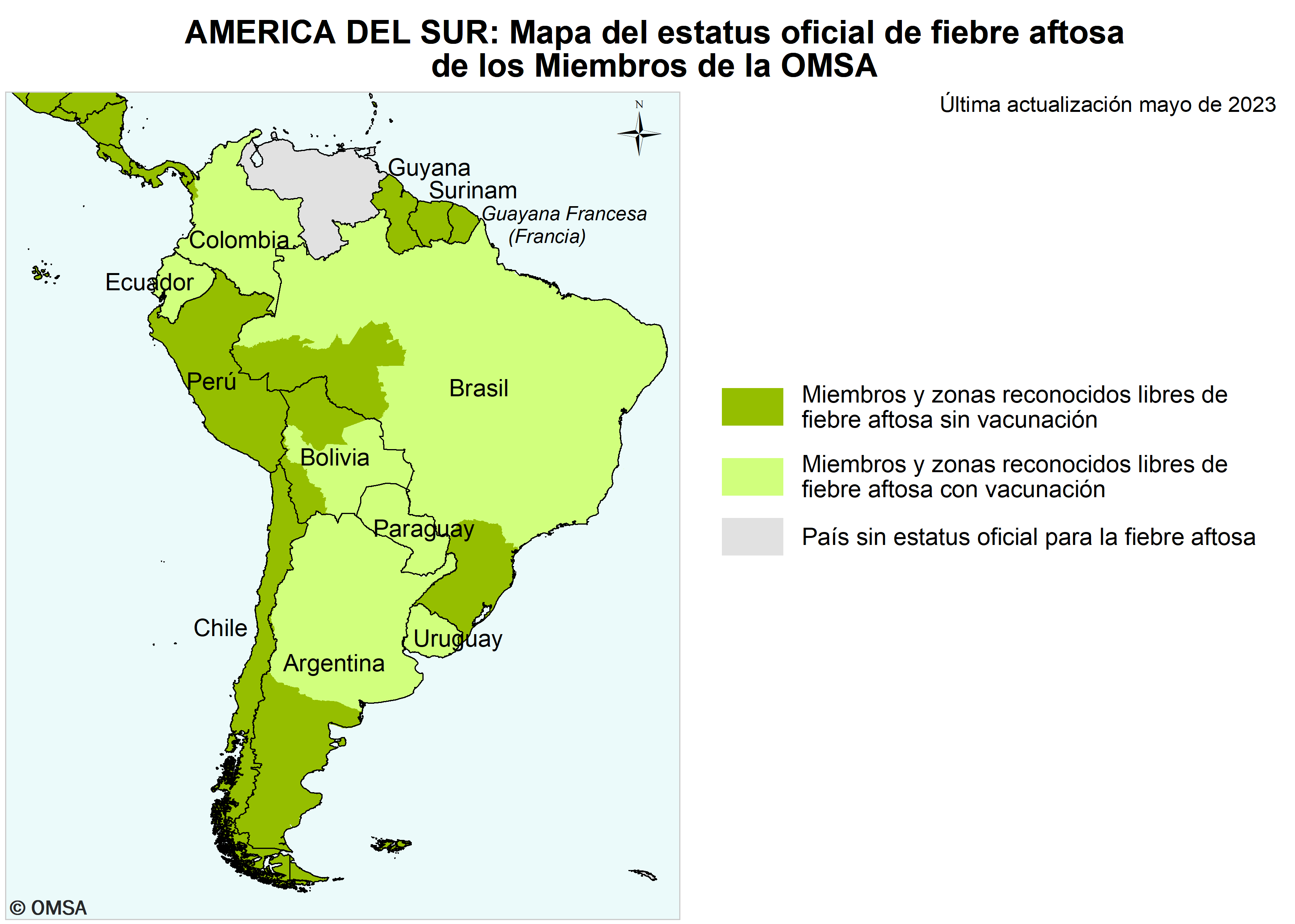 Status Oficial da Febre Aftosa da América do Sul