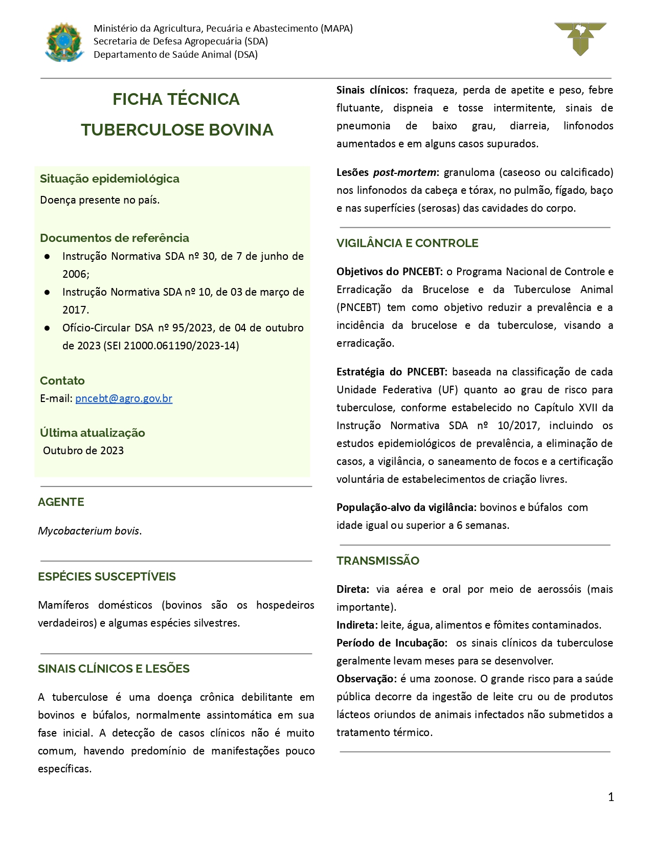 Ficha técnica de tuberculose