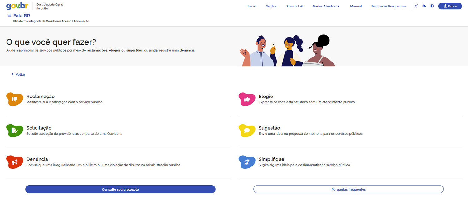 registre sua manifestação