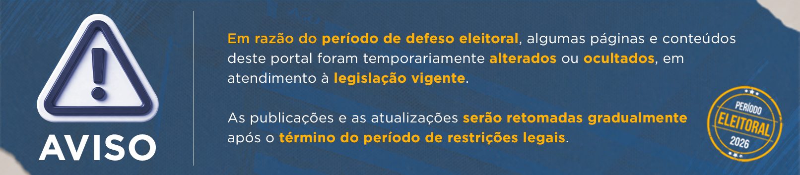 Banner aviso Defeso Eleitoral
