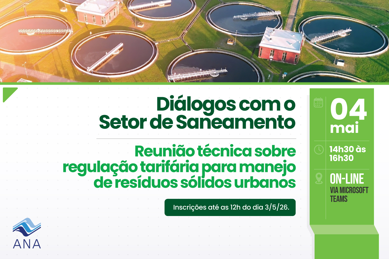 Inscrições para reunião técnica sobre regulação tarifária para manejo de resíduos sólidos urbanos estão abertas até 3 de maio