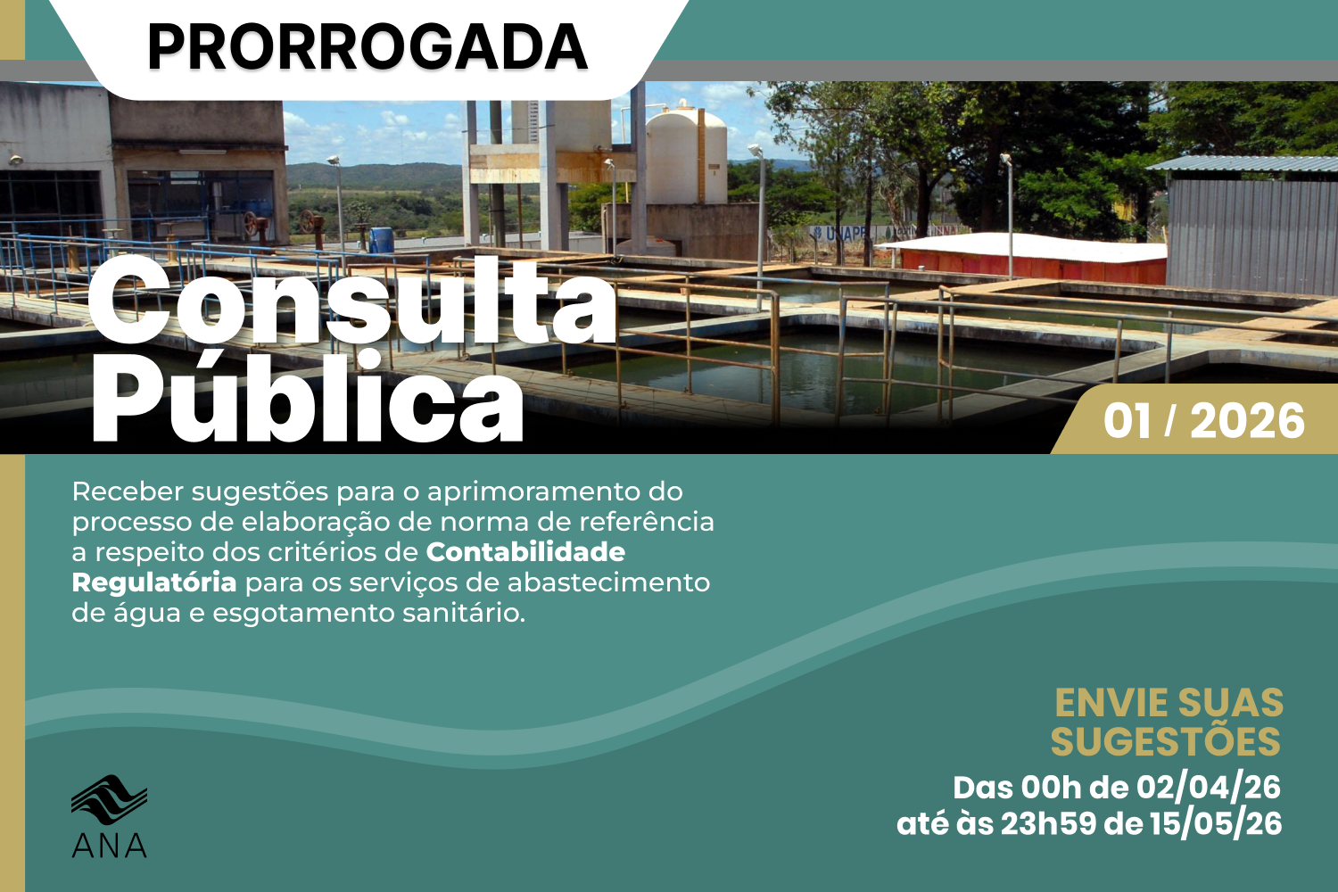 Consulta pública sobre contabilidade regulatória para serviços de água e esgoto é prorrogada até 15 de maio