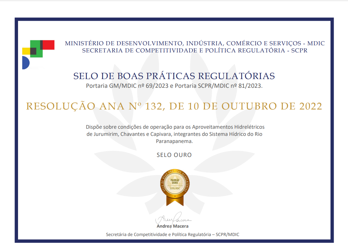 SELO RESOLUÇÃO ANA N° 132/2022