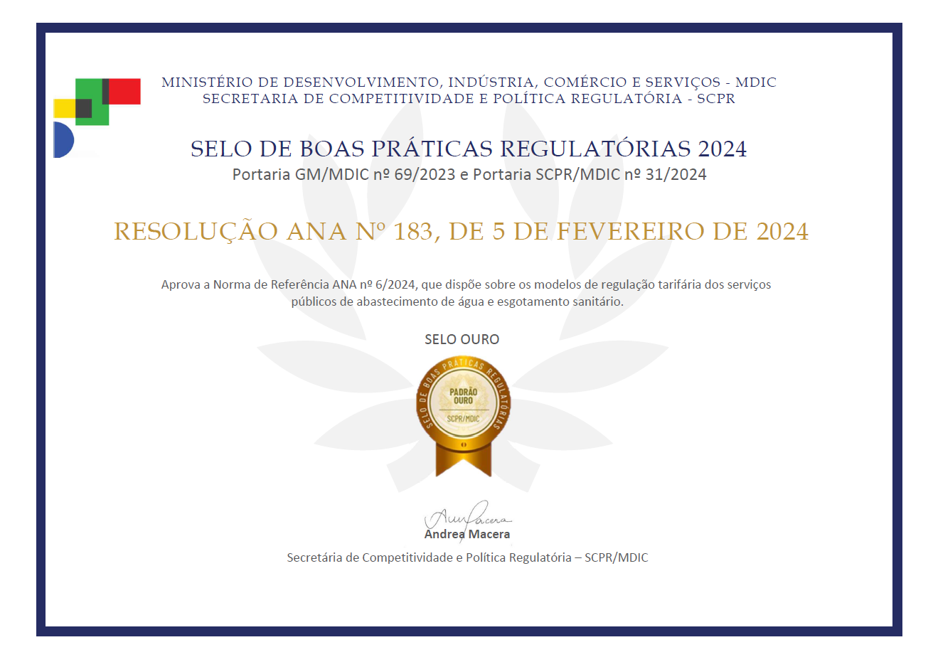 SELO RESOLUÇÃO ANA Nº 183/2024