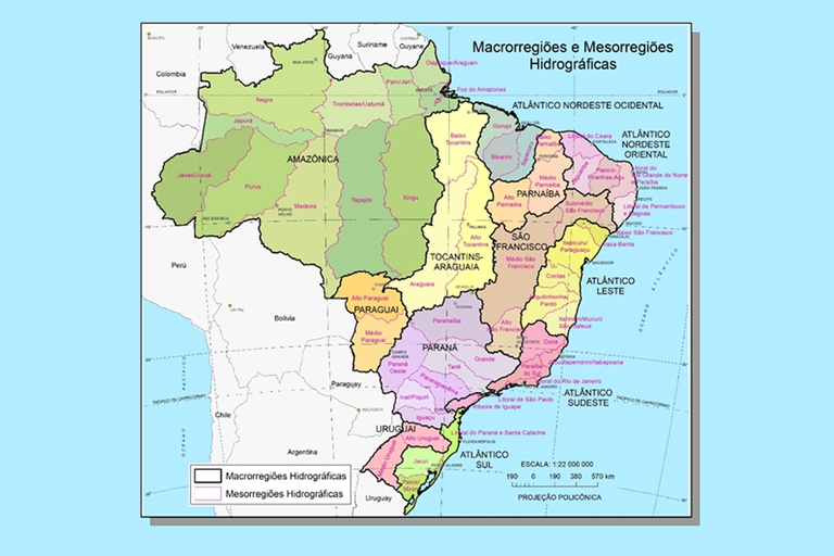 Macrorregiões e Mesorregiões Hidrográficas – 1º e 2º níveis da DHN250
