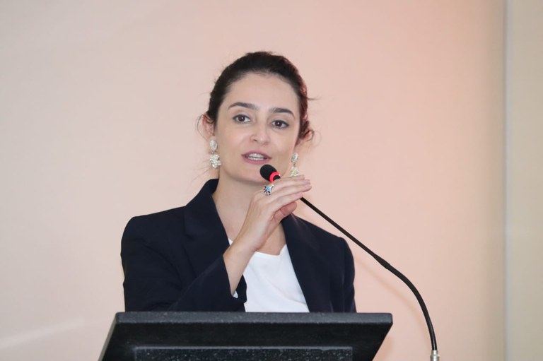 Diretora-presidente da ANA, Veronica Rios, discursa durante lançamento do Projeto Cantareira PCJ