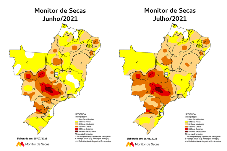 Monitor de Secas: junho e julho de 2021