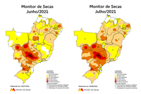Área com seca aumenta em seis estados do Centro-Sul e fenômeno se intensifica em 15 unidades da Federação monitoradas em julho