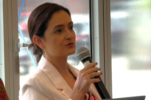 Diretora-presidente da ANA, Veronica Rios, discursa durante o evento
