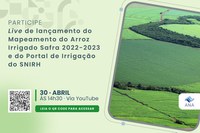 É hoje! ANA e INPE lançam boletim sobre mapeamento do arroz irrigado e portal que reúne informações sobre irrigação no Brasil