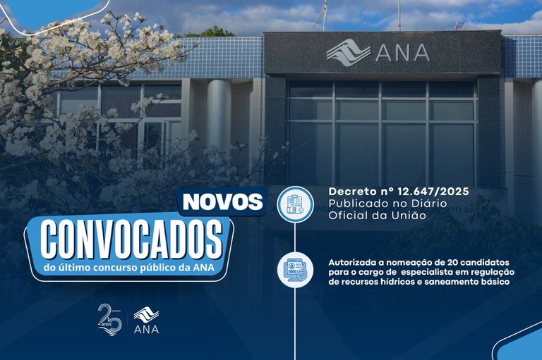 Informações sobre decreto que autorizou a nomeação de 20 novos candidatos aprovados no último concurso público da ANA