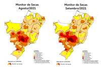 Intensidade da seca aumenta em 13 estados e fica mais branda em dois estados em setembro