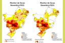 Mapas do Monitor de Secas de novembro e dezembro de 2021