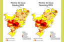 Mapas do Monitor de Secas de outubro e novembro de 2021
