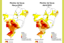 Mapas do Monitor de Secas de março e abril de 2022