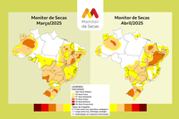 Seca fica mais branda no Centro-Oeste e Norte.  No Sul, Sudeste e Nordeste o fenômeno se intensifica segundo atualização do Monitor de Secas