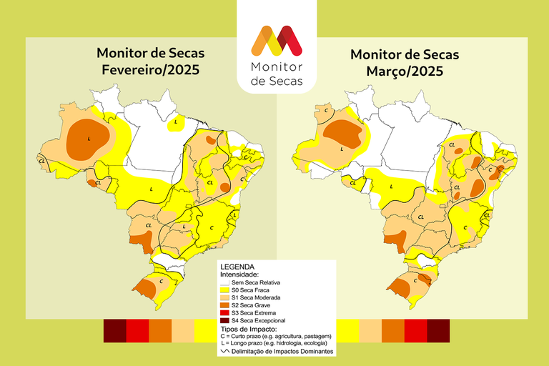 Mapas do Monitor de fevereiro e março de 2025