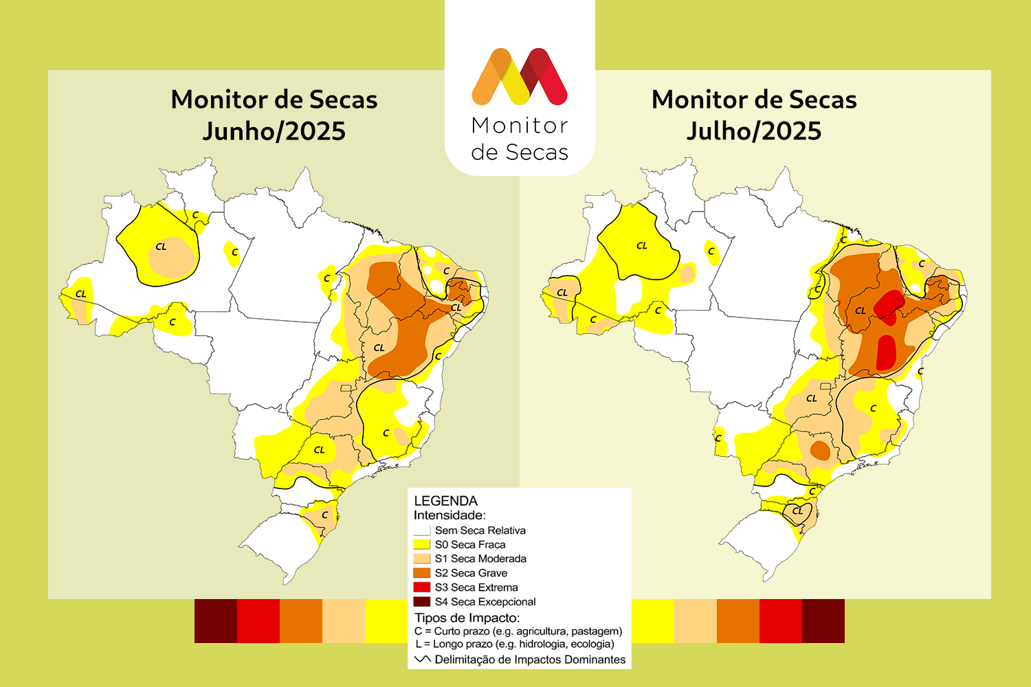 Mapas do Monitor de junho e julho de 2025