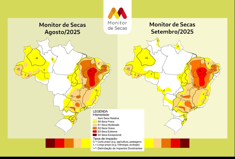 Mapas do Monitor de agosto e setembro de 2025