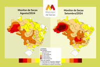 Severidade da seca fica estável no Sul e se intensifica no Centro-Oeste, Norte, Nordeste e Sudeste segundo a última atualização do Monitor de Secas