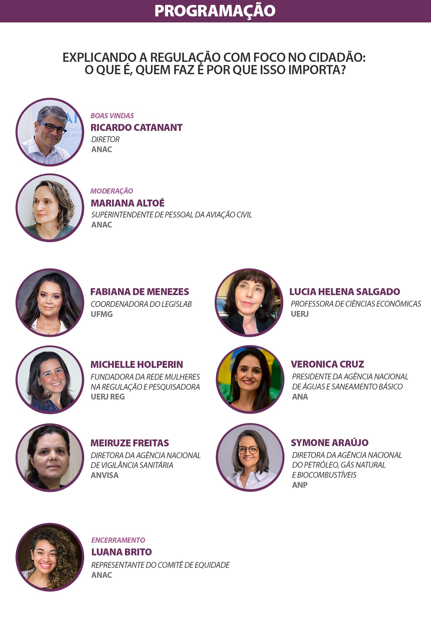 Programação do evento - dia da mulher