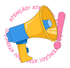 Ilustração de um megafone e em volta o texto "atenção".