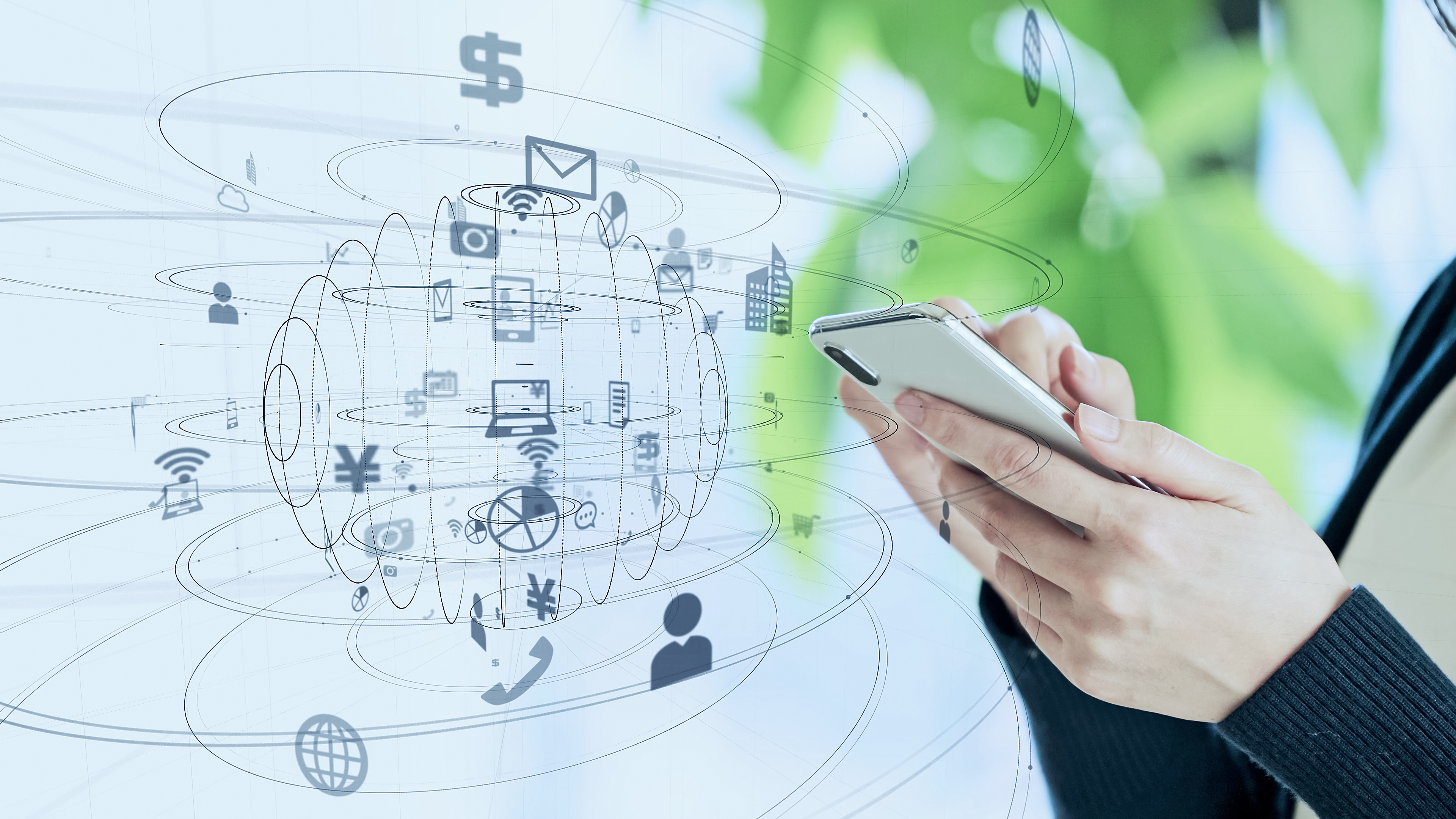 Conceito de rede de comunicação móvel. IoT (Internet das Coisas). Telecomunicações.