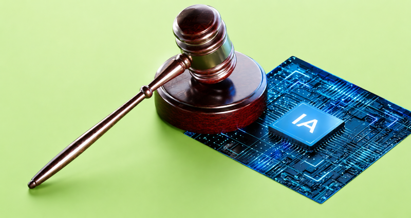 imagem mostra martelo sobre um chip sobre o qual se lê IA