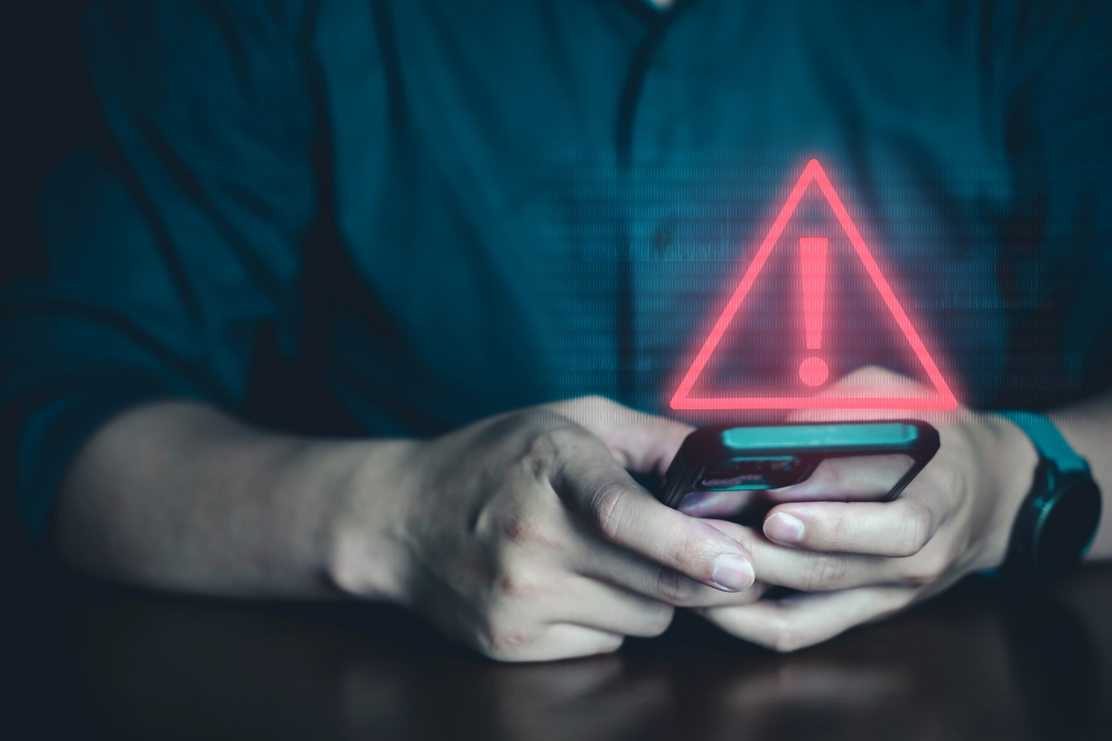 Ilustração gráfica de sinal de alerta emitido por smartphone
