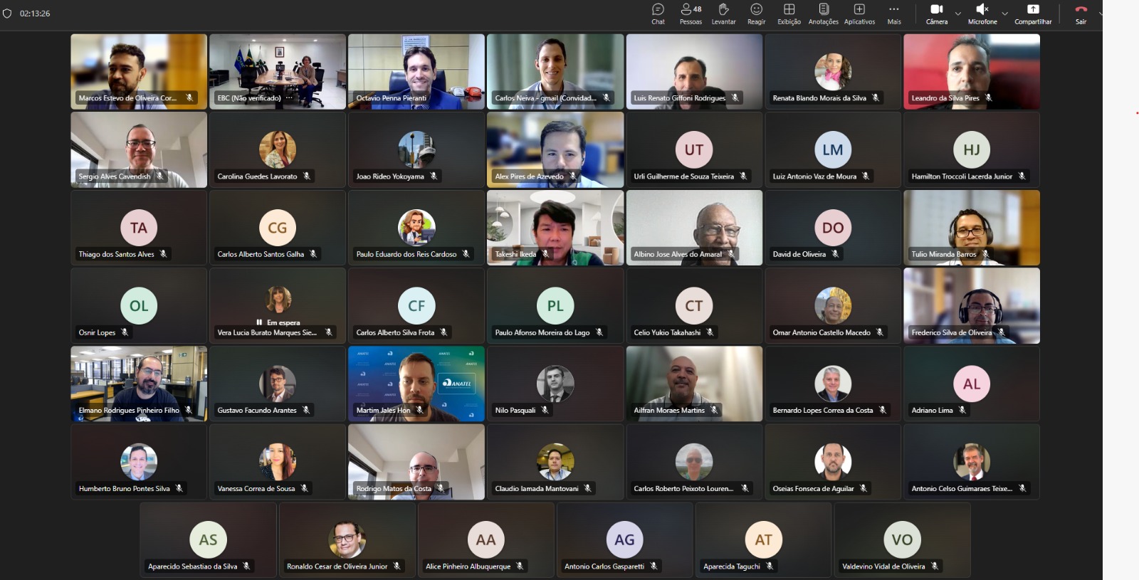 Participantes do evento online sobre redes públicas