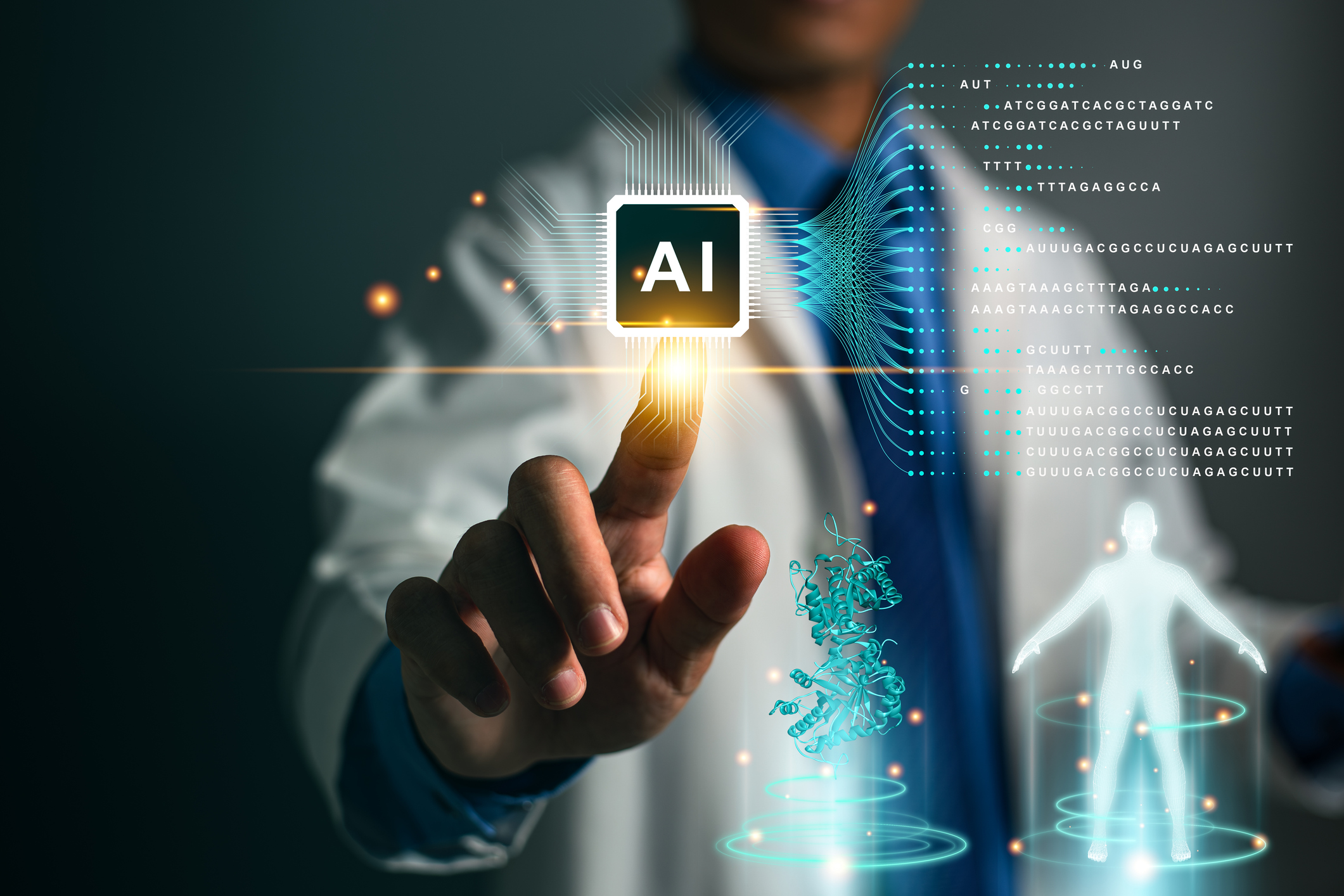 Um pesquisador utilizando inteligência artificial na análise de dados.