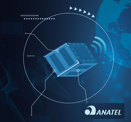 Ilustração de pequeno satélite em órbita
