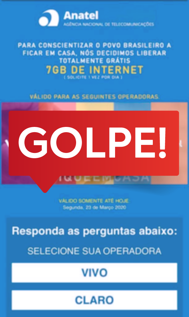 Exemplo de golpe com nome de prestadoras