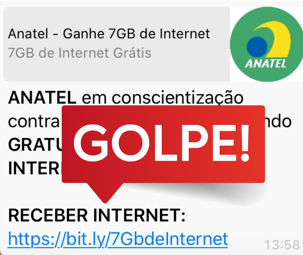 Exemplo de golpe com nome da Anatel