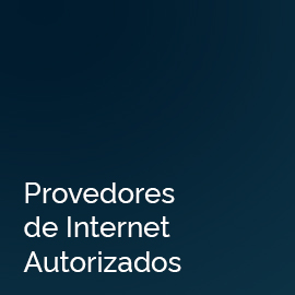 Fundo azul e texto em branco: Provedores de Internet Autorizados