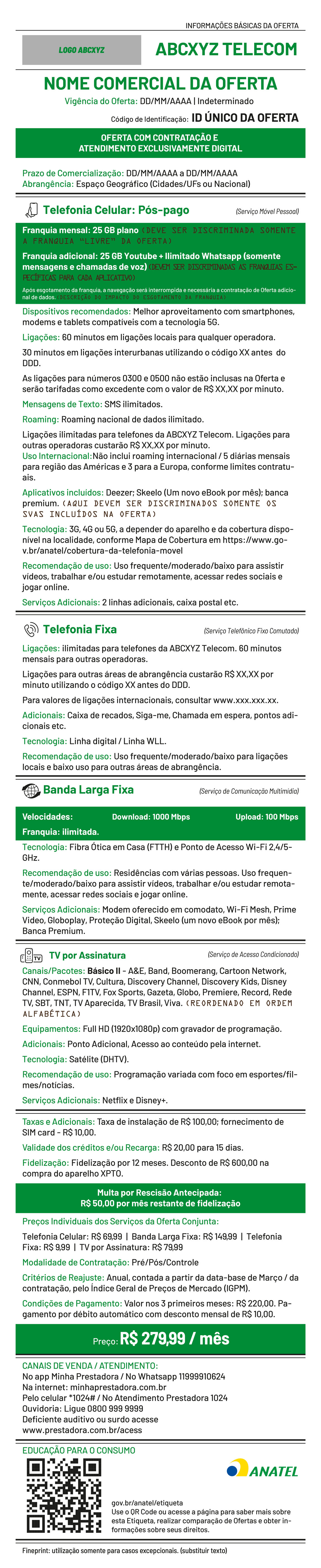 Modelo da etiqueta padrão