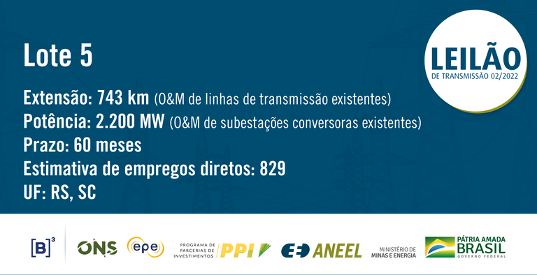 Transmissora Aliança de Energia Elétrica S.A leva lote 5