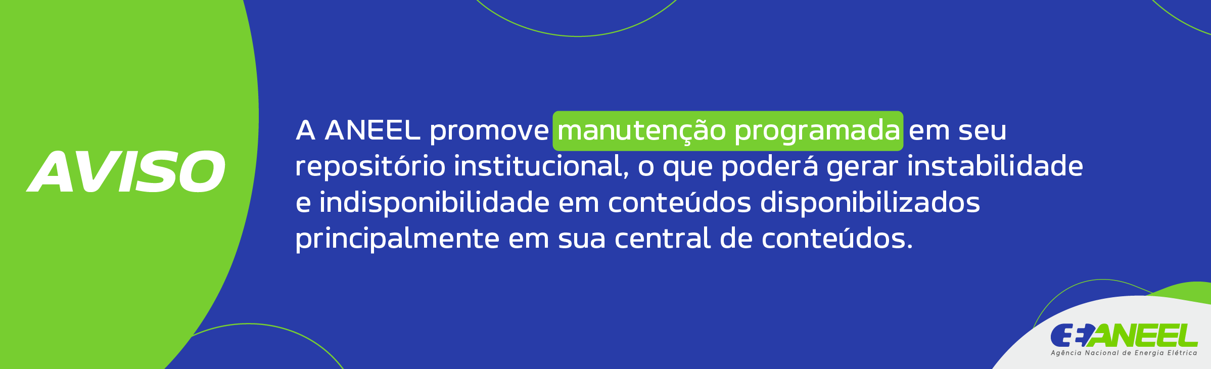 Aviso de manutenção programada